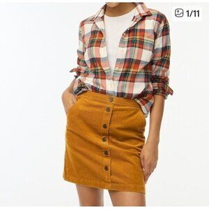 NWT JCrew Corduroy Button Up A Line Skirt Academia Tailored Golden Brandy Size 6